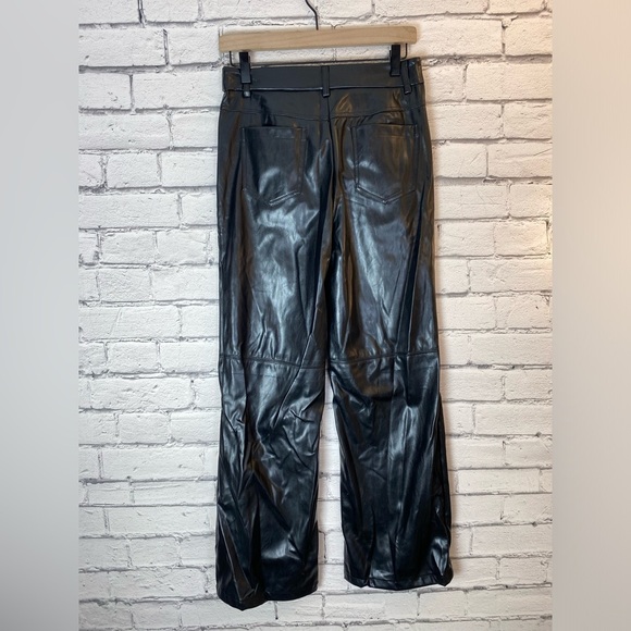 MakeMeChic Y2K 2000’s Faux Leather Black High Waisted Skinny Pants Size Medium - Picture 6 of 10